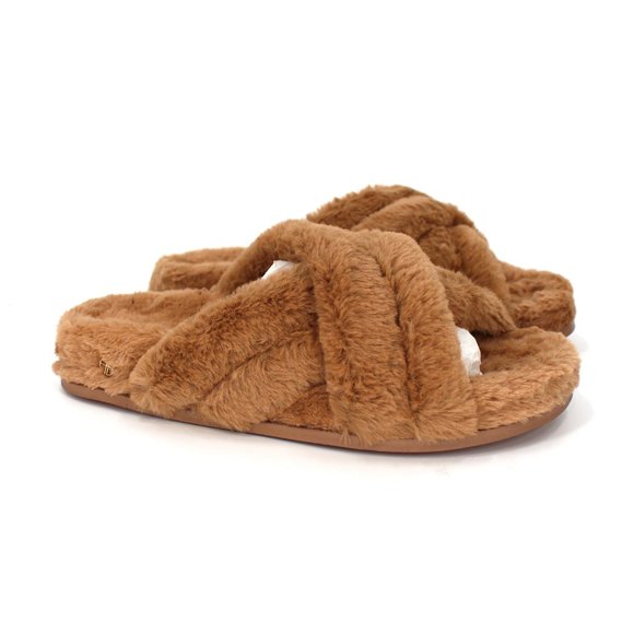 Anine Bine Lizzie Slides Camel Tan Faux Fur Wool Flat Slipper Sandal 37 US 7 - Picture 1 of 5